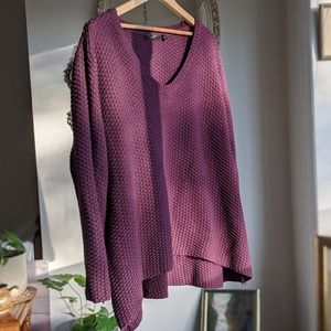 Plus Dex waffle knit v neck sweater pullover dark purple